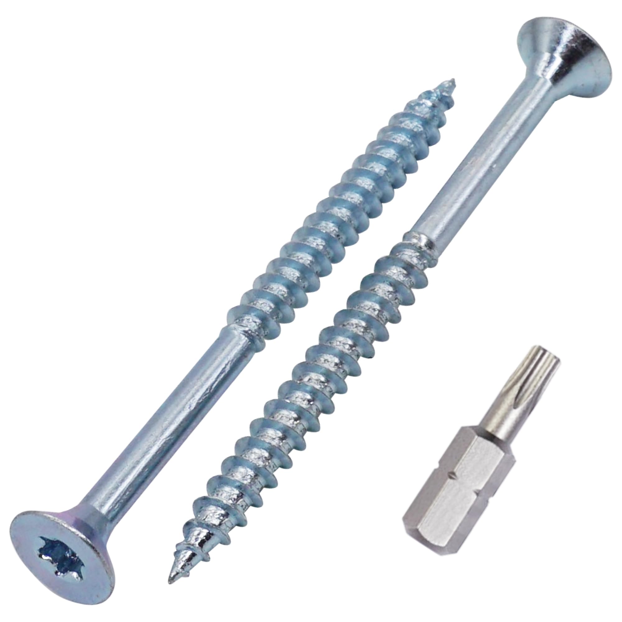 SKIR'CO (10 pcs) Zinc Plated Steel Wood Screws 6.0 x 90 mm, Torx Countersunk Head Screws, Chipboard Screws, Partially Threaded