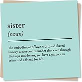 Nokular Birthday Greeting Card for Sister &ndash; Sentimental Definition Design &ndash; Blank Inside (135 x 135 mm) &ndash; Made in UK &ndash; With Envelope