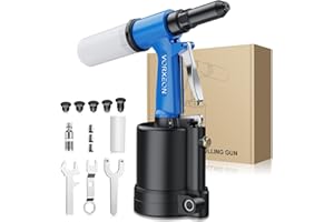 VORXEON Pneumatic Rivet Gun Set 3/32", 1/8", 5/32", 3/16", 1/4" Air Riveter Pulling Pressure 3916 lbs 1780 kgf, Pneumatic Too