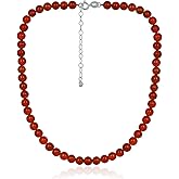 SEA OF ICE Precious Gemstone 6mm Round Beads Necklace 14" Plus 2" Extender with Sterling Silver Spring Ring Clasp