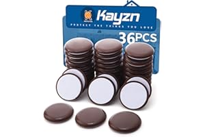 Kayzn 36pcs Self-Adhesive Furniture Sliders, 1-7/9" Furniture Moving Pads-Sticky Carpet Slider for Protect Carpeted Surface, Furniture Carrier- Easily Move Any Items (Brown)