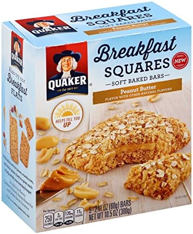 Quaker Breakfast Squares Peanut Butter 5 ct (Pack of 7) + (6 Pack of Skittles 2.17oz)