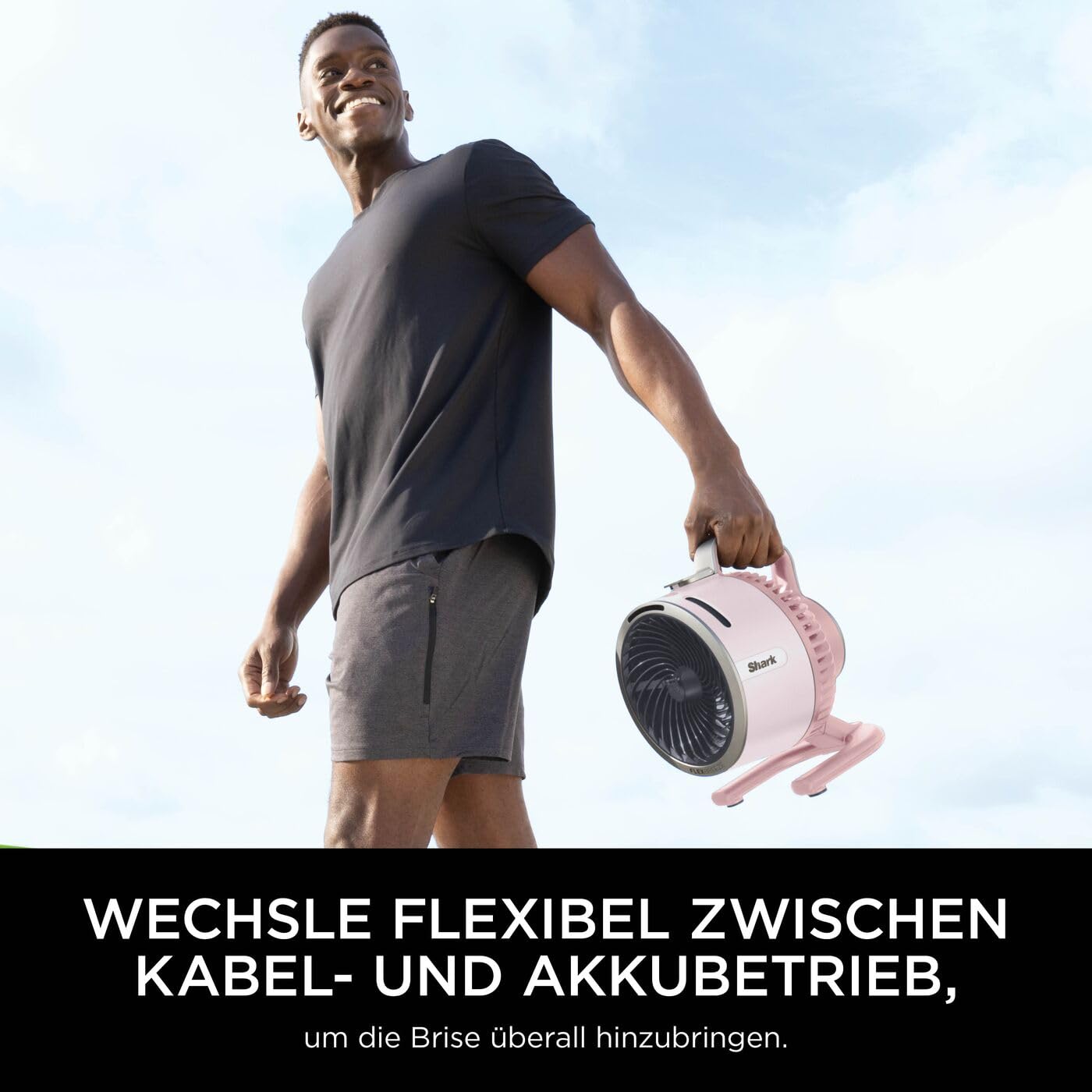 Shark FlexBreeze HydroGo Starker Ventilator mit Sprühnebel, Kühlung für drinnen & draußen, leise & langlebig, kabelgebunden & kabellos, kompakt & leicht, 5 Geschwindigkeiten, Quartz FA050EUPK 9