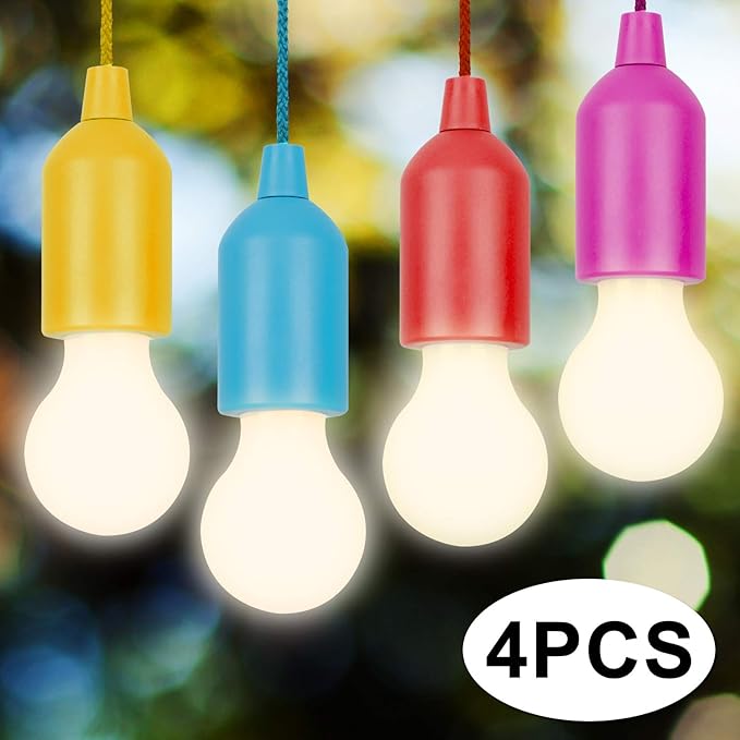 Vitutech LED Campinglampe, Lamping LED Leuchte AAA Batterien Camping hanging LED Lampe 4 Stück Colors für Wandern, Angeln, Sc