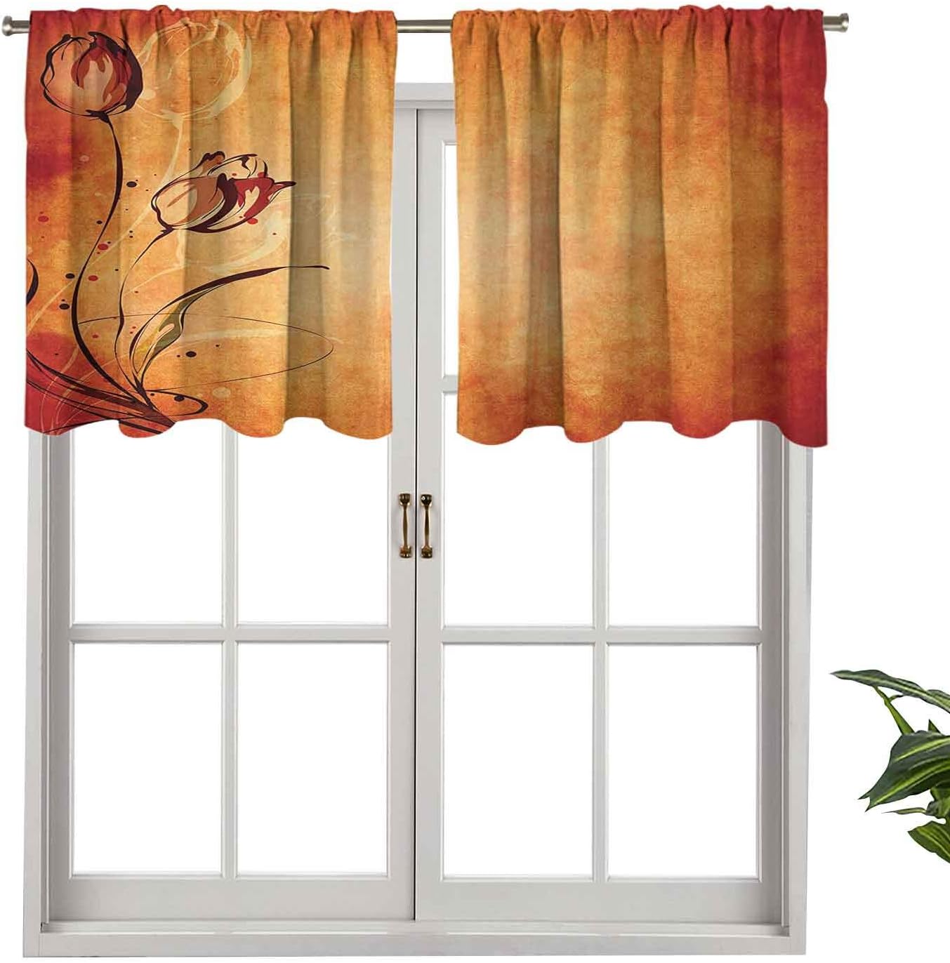 Hiiiman Cortinas térmicas aisladas con cenefa, fondo envejecido vintage