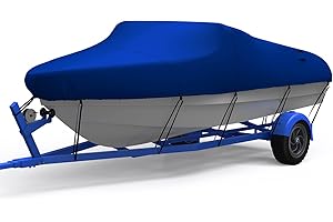 VIGORVAN Heavy Duty Boat Cover, 17-19ft Waterproof Trailerable Heavy Duty Marine Grade Bass Boat Cover, Fits Tri-Hull, V-Hull, Runabout, Fishing Boat, Blue