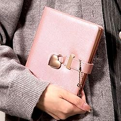 Heart Shaped Lock Diary with Key for Girls PU