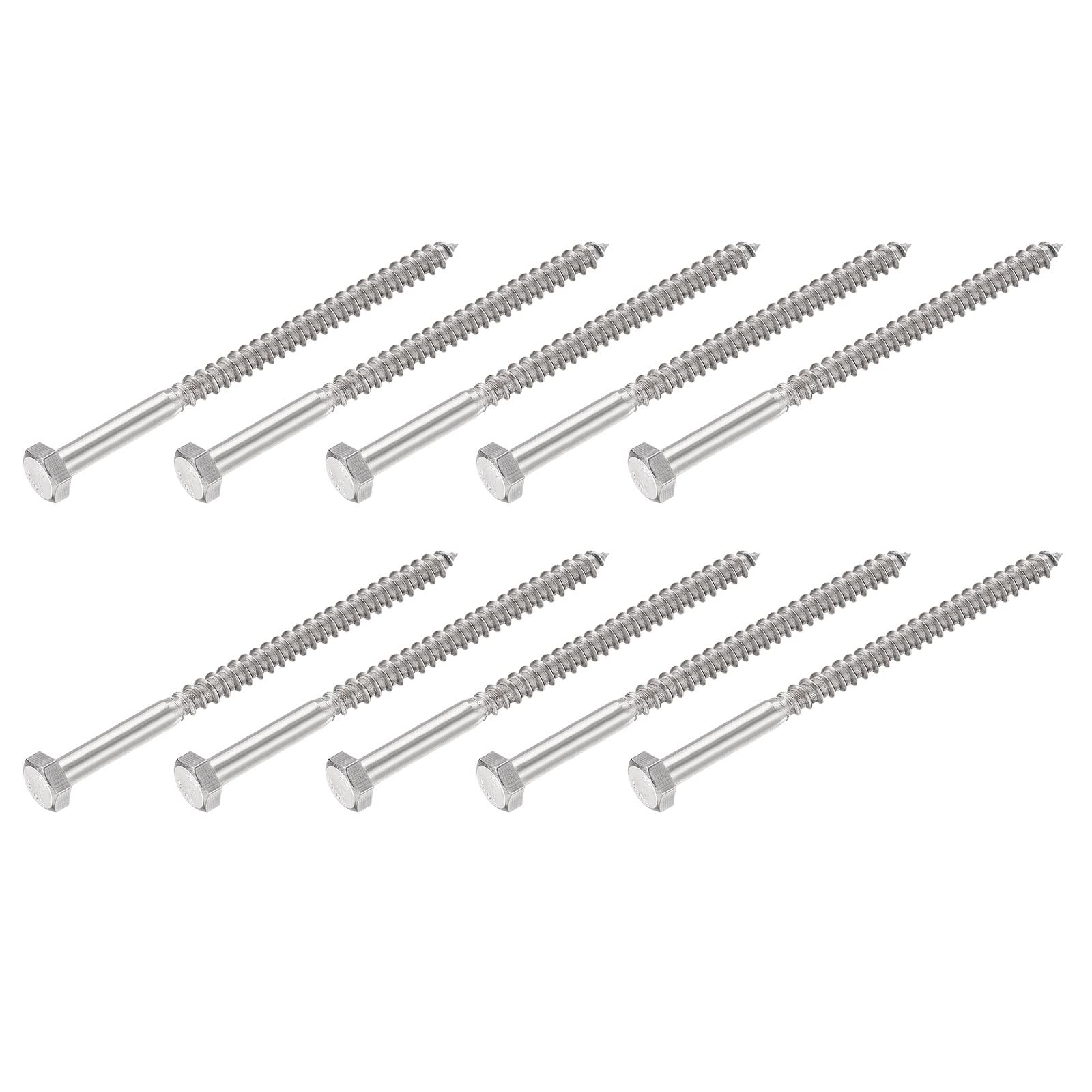 METALLIXITY Hex Lag Screws (M8x120mm)10Pcs, 304 Stainless Steel Self-Tapping Wood Bolts - for Household Applications