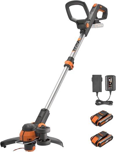 WORX WG163E 18V 20V MAX Cordless Grass Trimmer 2 Batteries 30cm Core