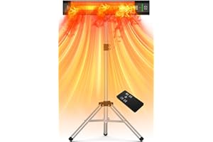 HETRAROOT 1500W Outdoor Heaters for Patio with 9 Heating Levels, IP65 Waterproof, 9H Timer, 25FT Remote Electric Patio Heaters for Outdoor Use, Tip-Over & Overheat Protection for Home, Office, Garage