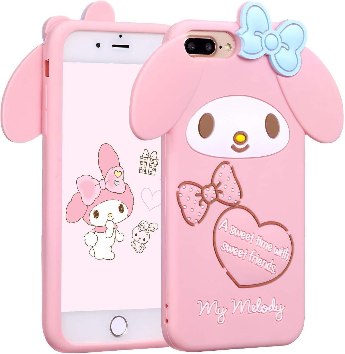 iPhone 7 / iPhone 8 / SE 2020-4.7" My Melody Case,Soft Silicone 3D Cartoon Animal Cover,Kids Girls Rubber Kawaii Character Skin Shell (iPhone 7 / iPhone 8)