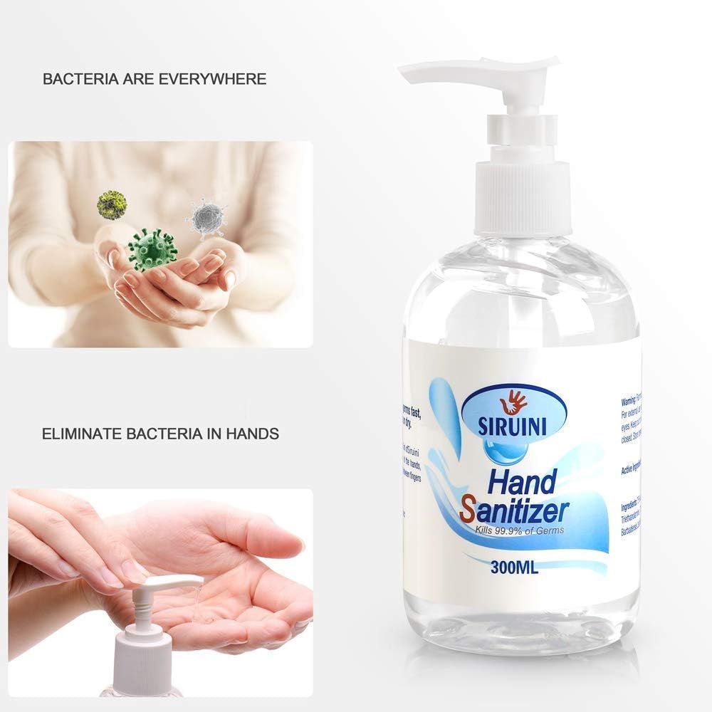 Hand Sanitizer Gel, Washless Hand Soap Gel, Antibacterial & Kill Germs, Pump Bottle, Fragrance Free, 10 Oz / 300 ML (1pack)