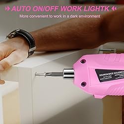 Pink Cordless Screwdriver Set with Rechargeable
