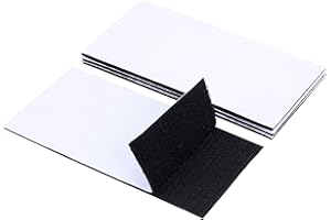 BRAVESHINE 4x8 Inch 4 Pack Heavy Duty Adhesive Tape - Removable and Reusable - Double Sided Sticky Back Hook & Loop Strips Sq