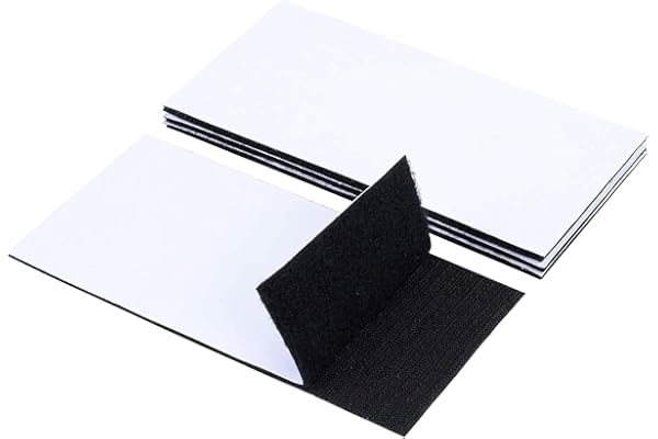 BRAVESHINE 4x8 Inch 4 Pack Heavy Duty Adhesive Tape - Removable and Reusable - Double Sided Sticky Back Hook & Loop Strips Sq