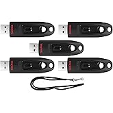 SanDisk 64GB Ultra 130MB/s USB 3.0 Flash Drive SDCZ48-064G Bundle with (1) GoRAM Black Lanyard (64GB, 5 Pack)