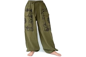 Siamrose Baggy Yoga Harem Pants Men Women Casual Lounge Trousers, 2 Big Pockets, One Size. Elastic Waist