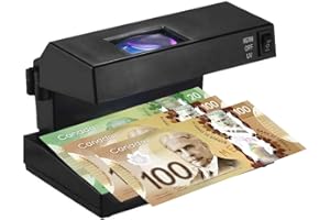 Counterfeit Bill Detector with UV Light, Watermark Window & Magnifier, Fake Money Detector for USD CAD EUR GBP, Currency Chec