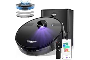 MONSGA Robot Vacuums and Mop with Self-Emptying, 6000Pa Powerful Suction, Lidar Navigation, Home Mapping, Smart No-Go Zone, 1