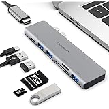 UPGROW USB C Hub, Type C Hub Adapter, MacBook Pro Accessories with 3 USB 3.0 Ports, 4K@30Hz HDMI,TF/SD Card Reader, USB-C PD 