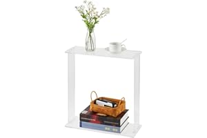 IDEALHOUSE 2-Tier Acrylic Side Table, Clear Acrylic End Table with Open Storage, Modern Transparent Nightstand for Living Roo