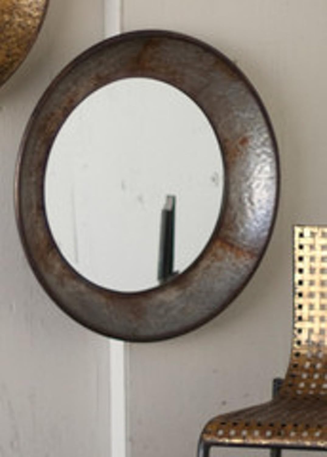 Kalalou Rustic Large Round Metal Mirror Amazon.co.uk Kitchen & Home