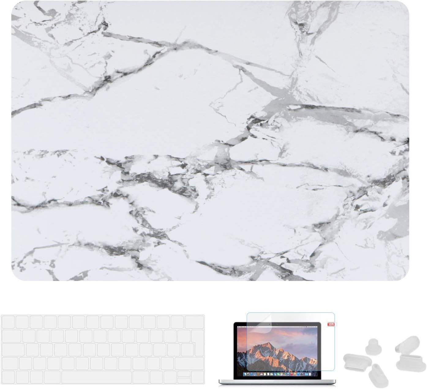Utryit MacBook Pro 13 Inch Case 2018/2017 / 2016 Released A1708 A1706 A1989 - Hard Case Shell and Keyboard Cover for Apple Mac Pro 13'' with/Without Touch Bar and Touch ID, Marble DDC-027