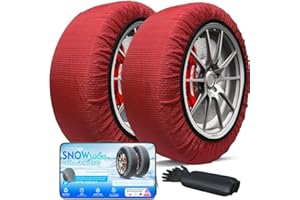 K-Musculo Snow Socks for Tires, Snow Socks Snow for Car SUV Pickup Easy to Use, Ultimate Grip, Washable.100 KM Safely In The Snow, EU EN-16662-1 Certififed(2 PACKS)-Red XL