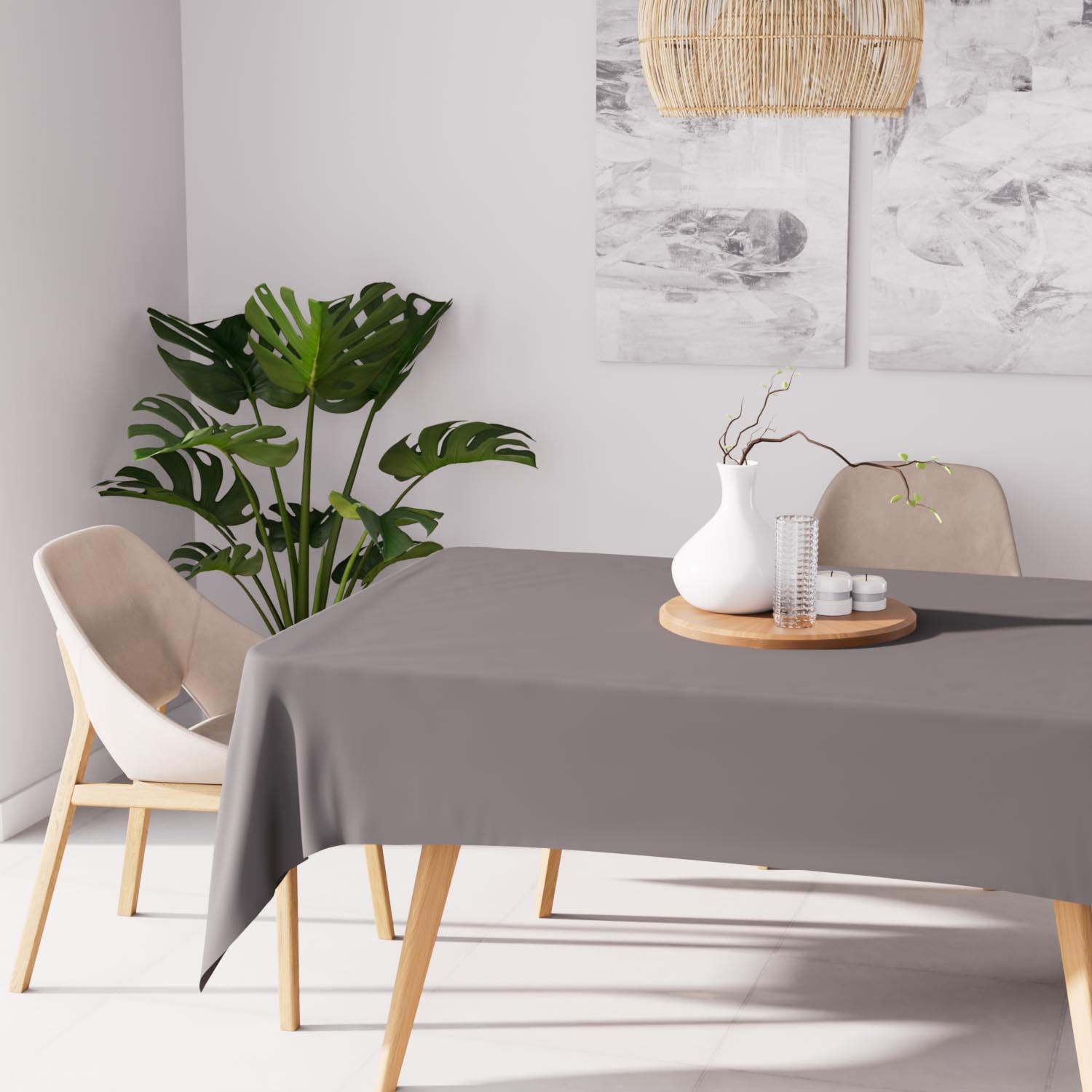 Soleil d'ocre Nappe Antitache Rectangle 160x270 cm Alix Grey,Polyester — image 1