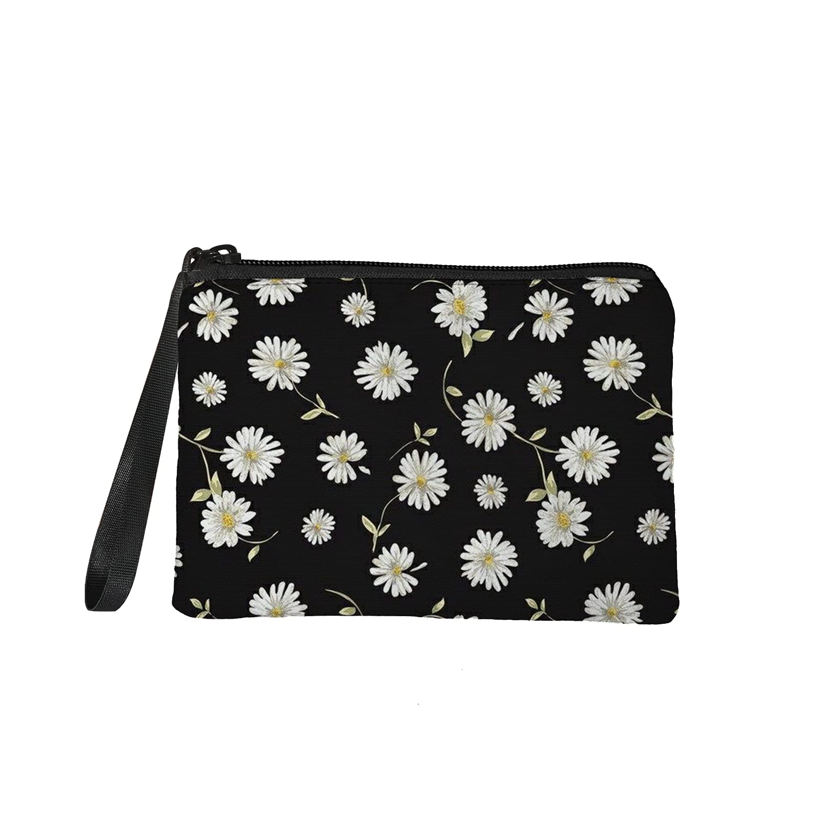 Kuiaobaty Small Wallet for Women Durable Cloth Organizer Pouch Daisy Flower Print Mini Cosmetic Bag