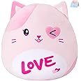 Athoinsu Cat Valentine's Day Plush Pillow Soft Squishy Kitty Stuffed Animal Kawaii Toy Gifts for Kids Girls & Boys 13 Inch