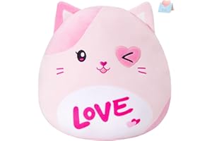 Athoinsu Cat Valentine's Day Plush Pillow Soft Squishy Kitty Stuffed Animal Kawaii Toy Gifts for Kids Girls & Boys 13 Inch