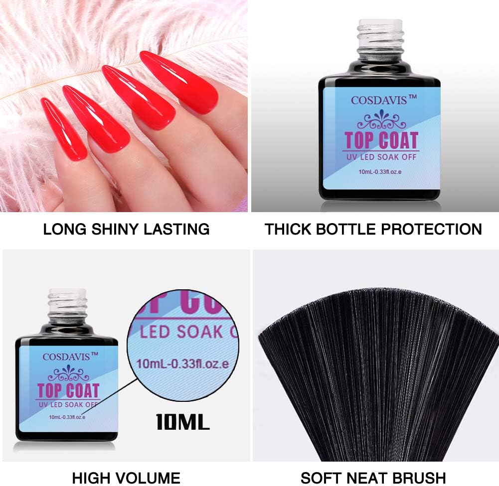 Morovan Gel Top and Base Coat Gel Nail Polish No Wipe Top Coat Base Coat Set Long Lasting Shine Finish for Nail Art Beginner : Beauty