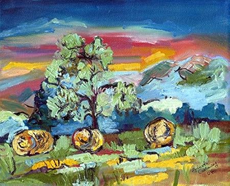 Amazon Com Imagekind Wall Art Print Entitled Hay Bales Landscape Painting By Ginette Callaway By Ginette Callaway 30 X 24 Posters Prints