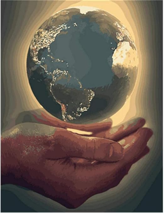 Diy Olgemalde Malen Nach Zahlen Die Erde Halten Diy Handgemalt Olgemalde Auf Leinwand Geschenk Malen Nach Zahlen Kits Home Haus Dekor 30x40cm No Rahmen Amazon De Kuche Haushalt