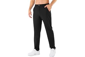 Shallowlulu Mens Golf Pants Stretch Classic Fit Dress Pants 30"/32"/34" Quick Dry 6 Pockets Water-Resistant Casual Trousers