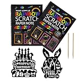 2 Packs Art Activity Books,Mega Value 20 Sheets Scratch Art Paper / Doodle Pad (10.2