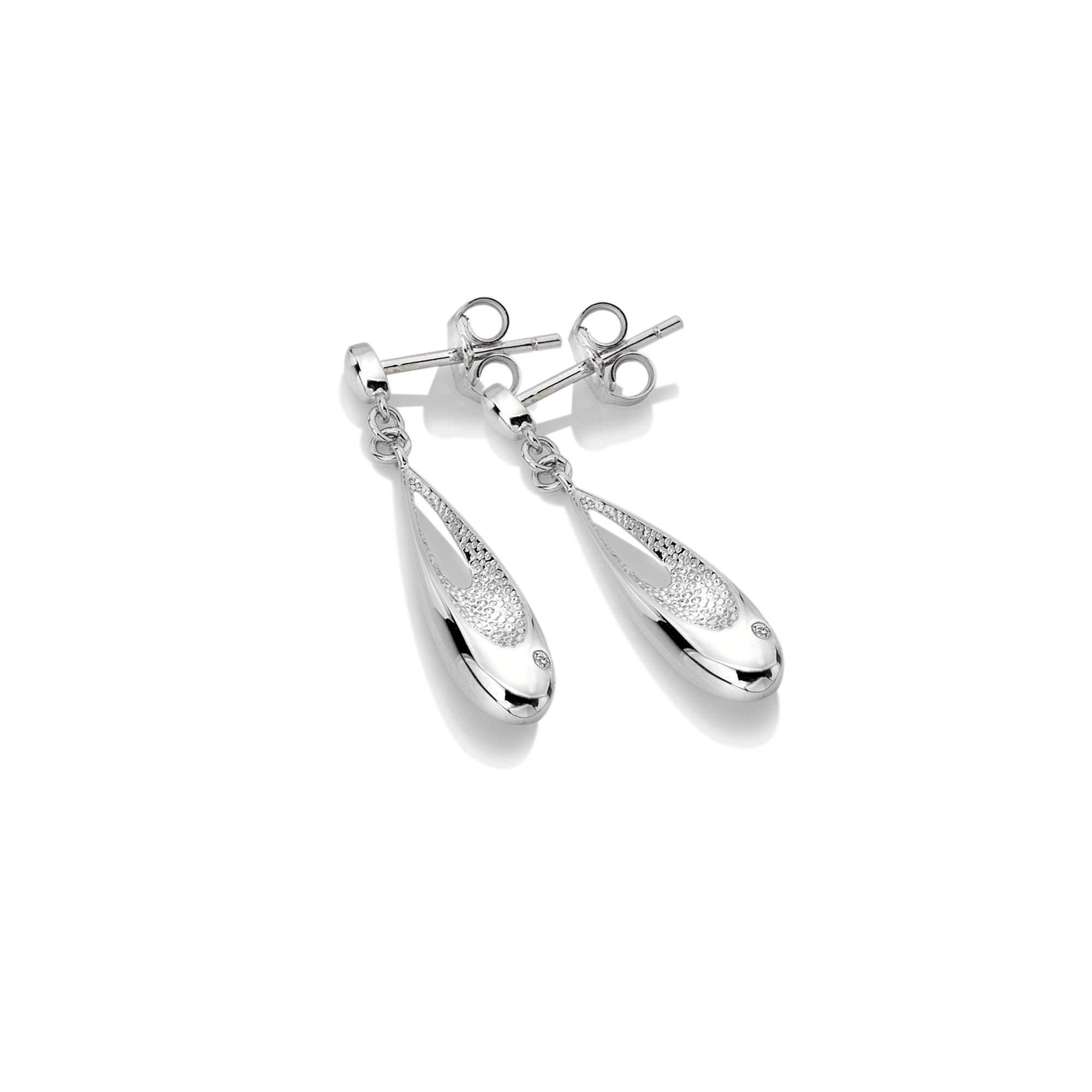 Hot Diamonds Sterling Silver Quest Teardrop Earrings | 925 Sterling Silver Statement earrings | Real Hand Set Diamonds | Gift Wrap Included
