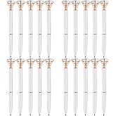 PASISIBICK White Diamond Pens Pack of 20 Bling Diamond Gem Pen Décor Gifts for Women Bridesmaid Coworkers Bulk Crystal Metal Ballpoint Pens Black Ink(20 PCS White)