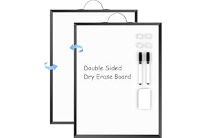 ARCOBIS Dry Erase White Board for Wall, 12" x 16" Small Magnetic Portable Double-Sided Whiteboard, Hanging Mini Dry Erase Board for to Do List, Drawing, Home Office, Kitchen, Black