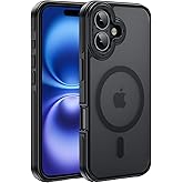 Yzoiko Strong Magnetic for iPhone 16 Case [5X Military-Grade Shockproof for iPhone 16 Phone case] Compatible with fit MagSafe Translucent Slim Thin Case for iPhone 16-6.1'', Black Bumper