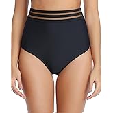 Tempt Me Women High Waisted Bikini Bottoms Mesh Full Coverage Swimsuit Bottoms