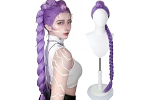 ELETON Demon Costume Halloween Cosplay Costume Long Straight Hair Accessory for Girl Women (Purple - Rumi)