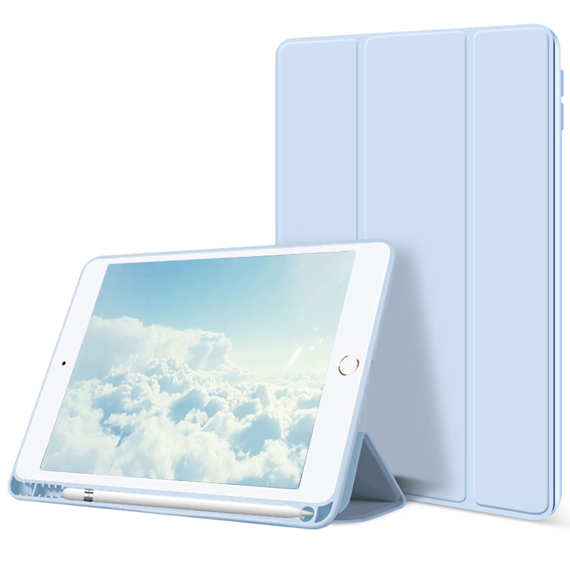 ZOYU Case for iPad Air 3rd Generation 10.5 Inch 2019, Slim Lightweight Trifold Stand Smart Case with Pencil Holder, Soft TPU Back Cover [Full Body Protective], Auto Sleep/Wake, Light Blue — image 1