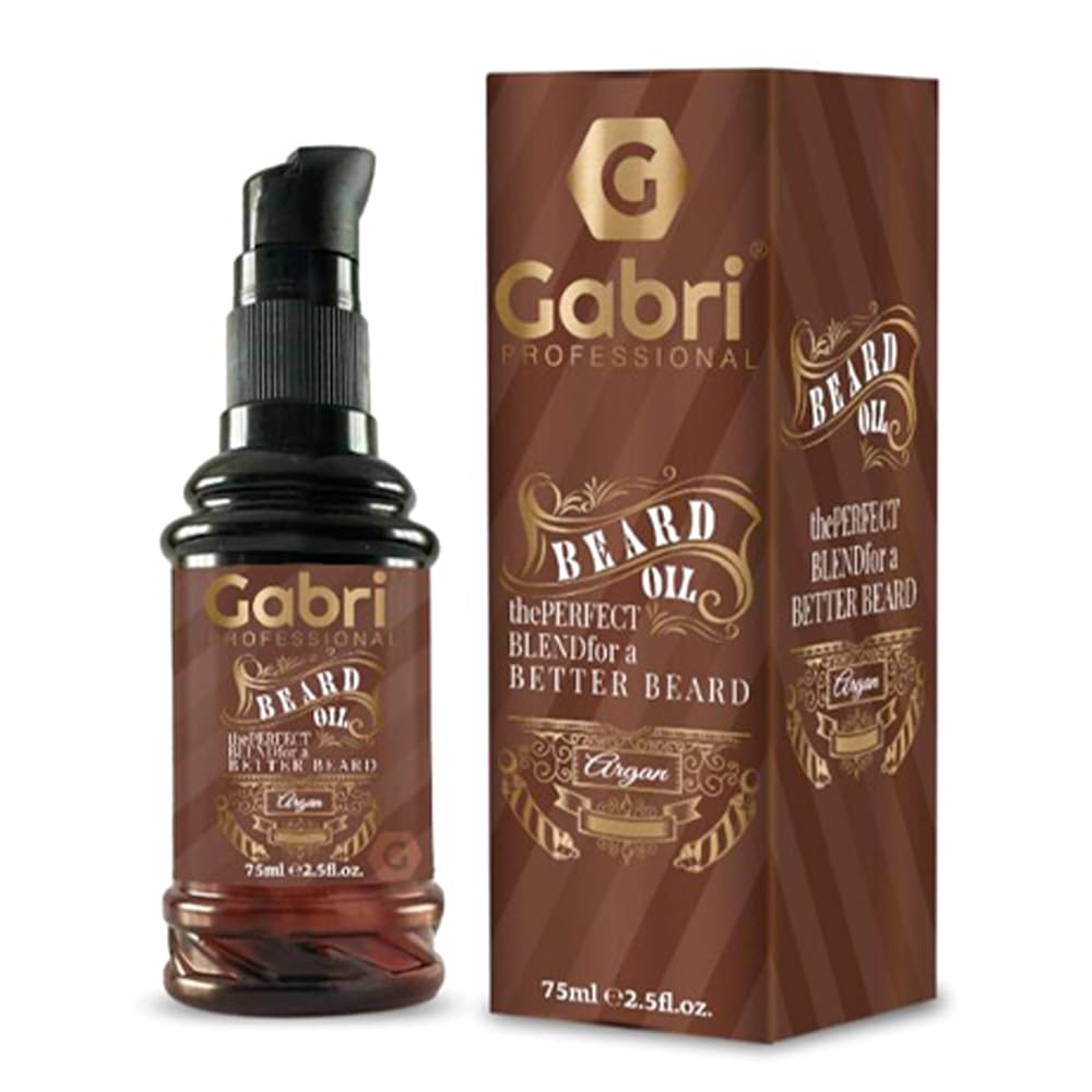 Gabri Beard Oil with Pump 75ml | Men's Beard & Skin Oil | Tames | Facial Hair Premium Formulation with Plant Extracts, Nourishes, Softens, Moisturises and Reduces irritation