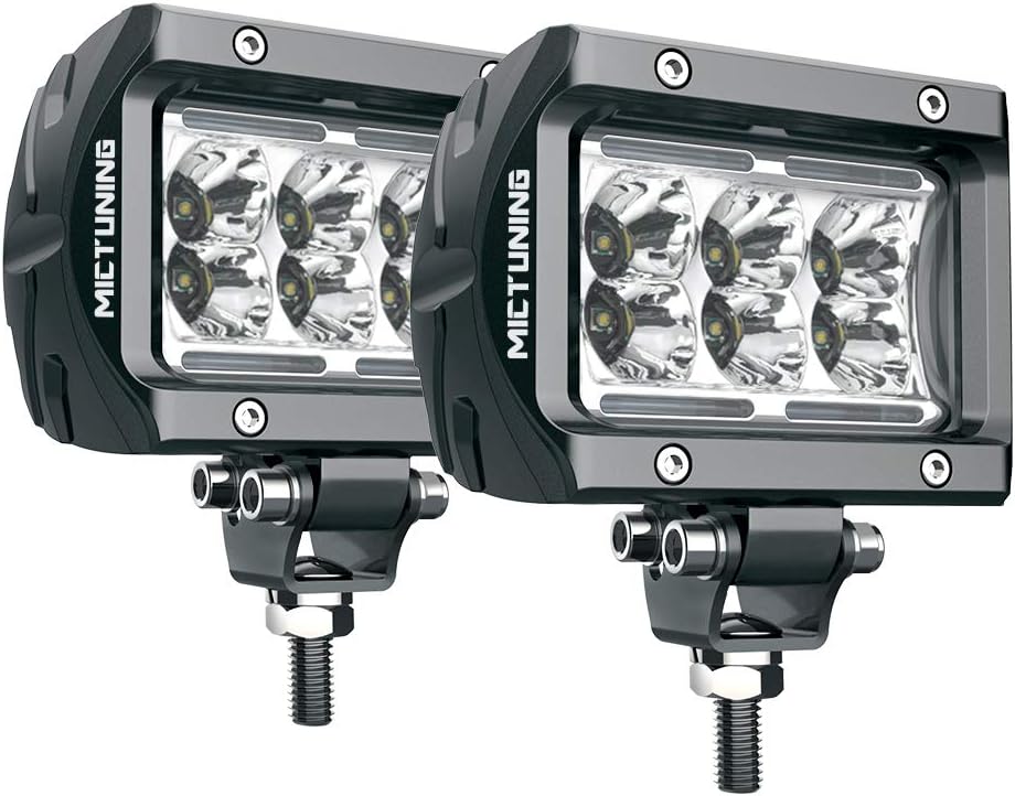 MICTUNING 2Pcs LED Light Pods Unlimited-GO K1 4 Inch 18W Off Road Flood LED Light Bar 1620lm White Light for Trucks, Jeep, Motorcycles, SUVs, ATVs, Cars, Boats, Trailer: Automotive