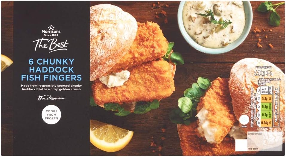 Morrisons The Best 6 Chunky Haddock Fish Fingers 320g (Frozen) Amazon