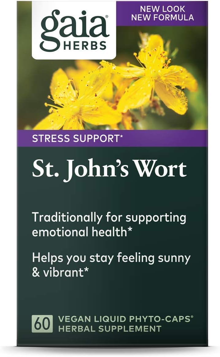 Gaia Herbs St. John's Wort, Vegan Liquid Capsules, 60 Count - Stress Support to Promote a Positive and Sunny Mood: Health & Personal Care
