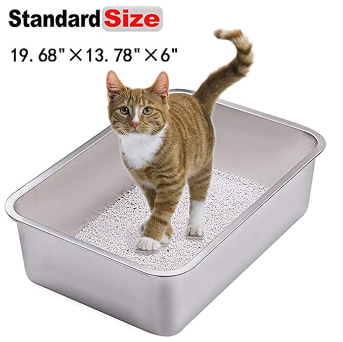 Katzentoilette Gross, Yangbaga Kaninchentoilette - Katzenklo Edelstahl für großes Häschen und große Katze 50 * 35 * 15 (Silbe