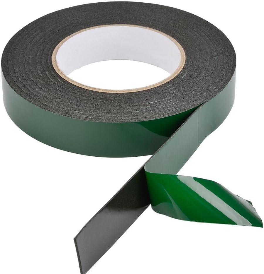 Black Foam Tape Roll, Double Sided Sponge Mounting Adhesive Tapes for Automotive Grade Number Plates Cars Trims, 25mm x 10m